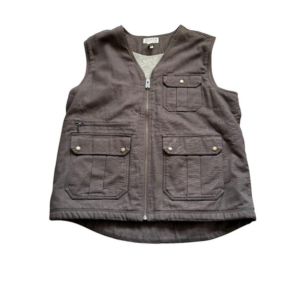 Duluth Trading Co Sherpa Lined Canvas Zip-Front Vest Men's Size 2XL/tall  Brown - Picture 1 of 6